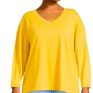 Terra & Sky🔥$8 long sleeve top, NWT w/ embroidered insets on sleeves and ba…